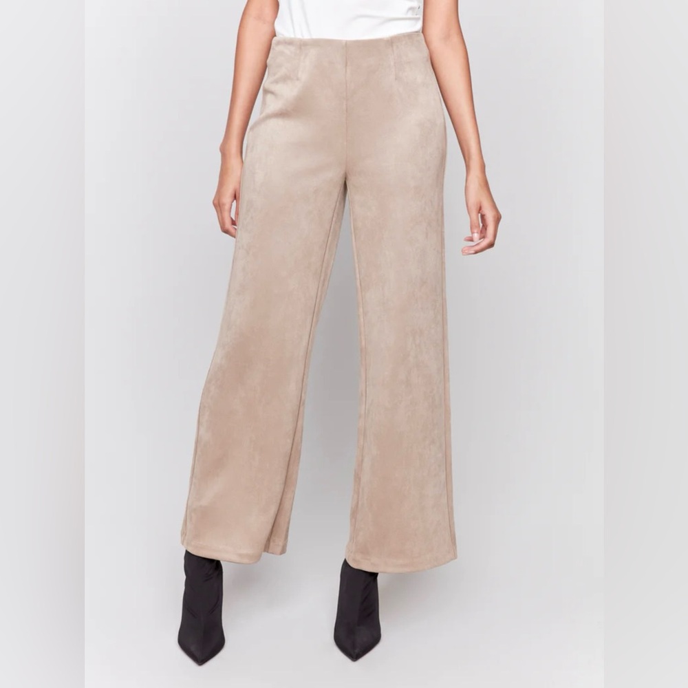 CHARLIE B Wide Leg Faux Suede Pants
